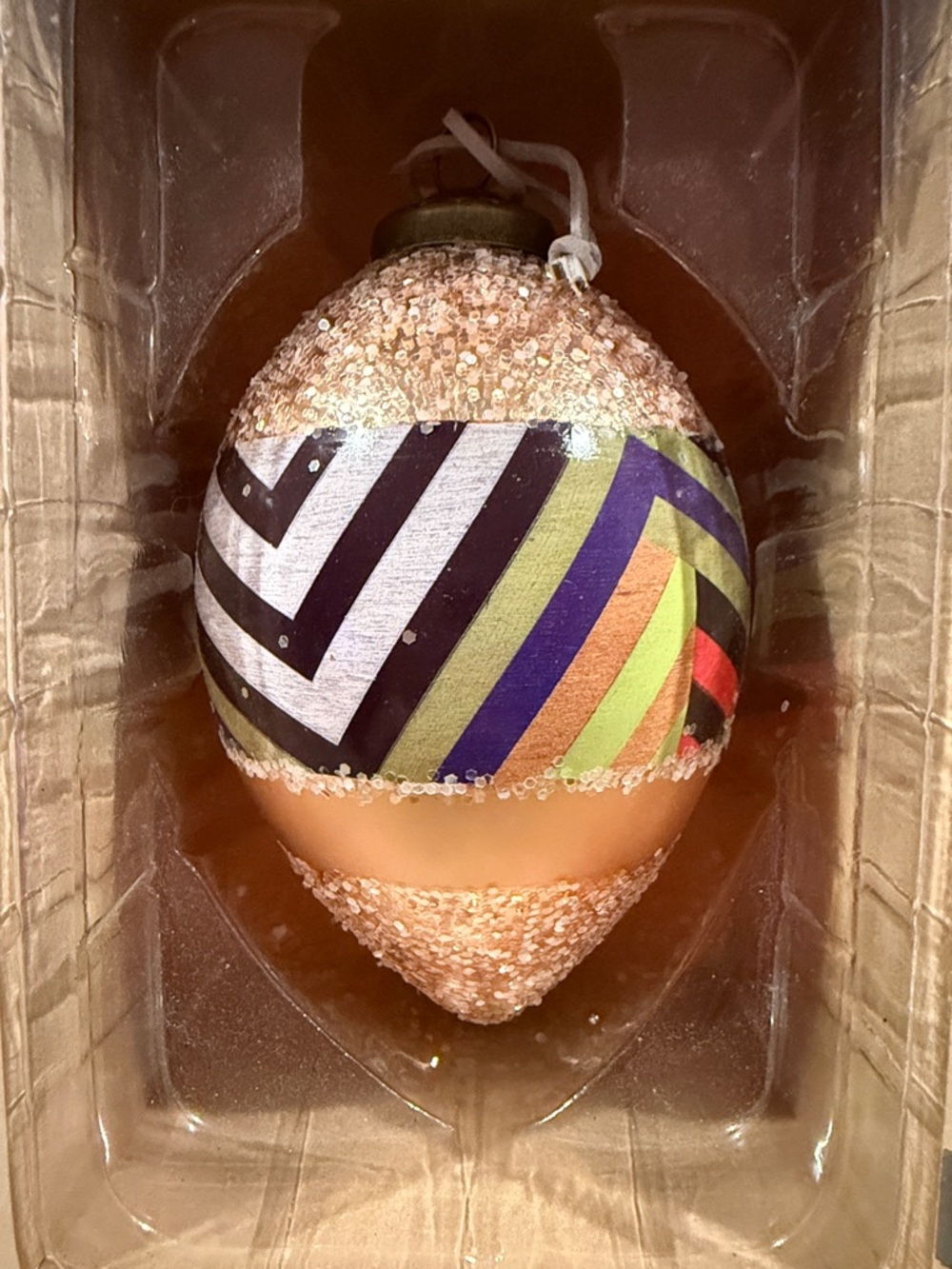 Home Holiday Multicolor Glitter Chevron Ornament